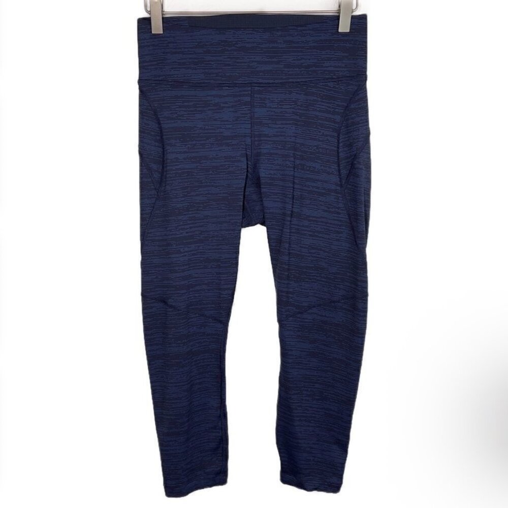 Outdoor Voices Dark Blue Striped TechSweat Leggings Medium